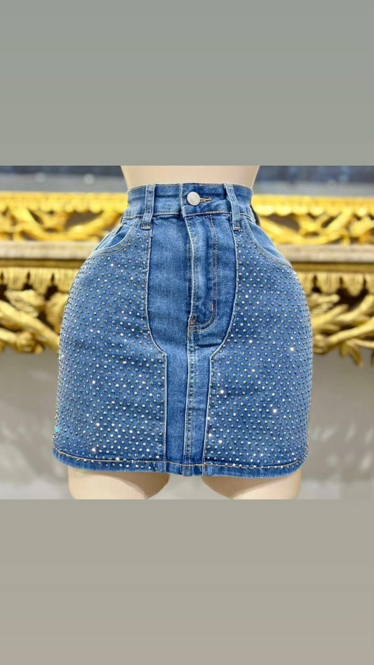 Denim sparkle skirt