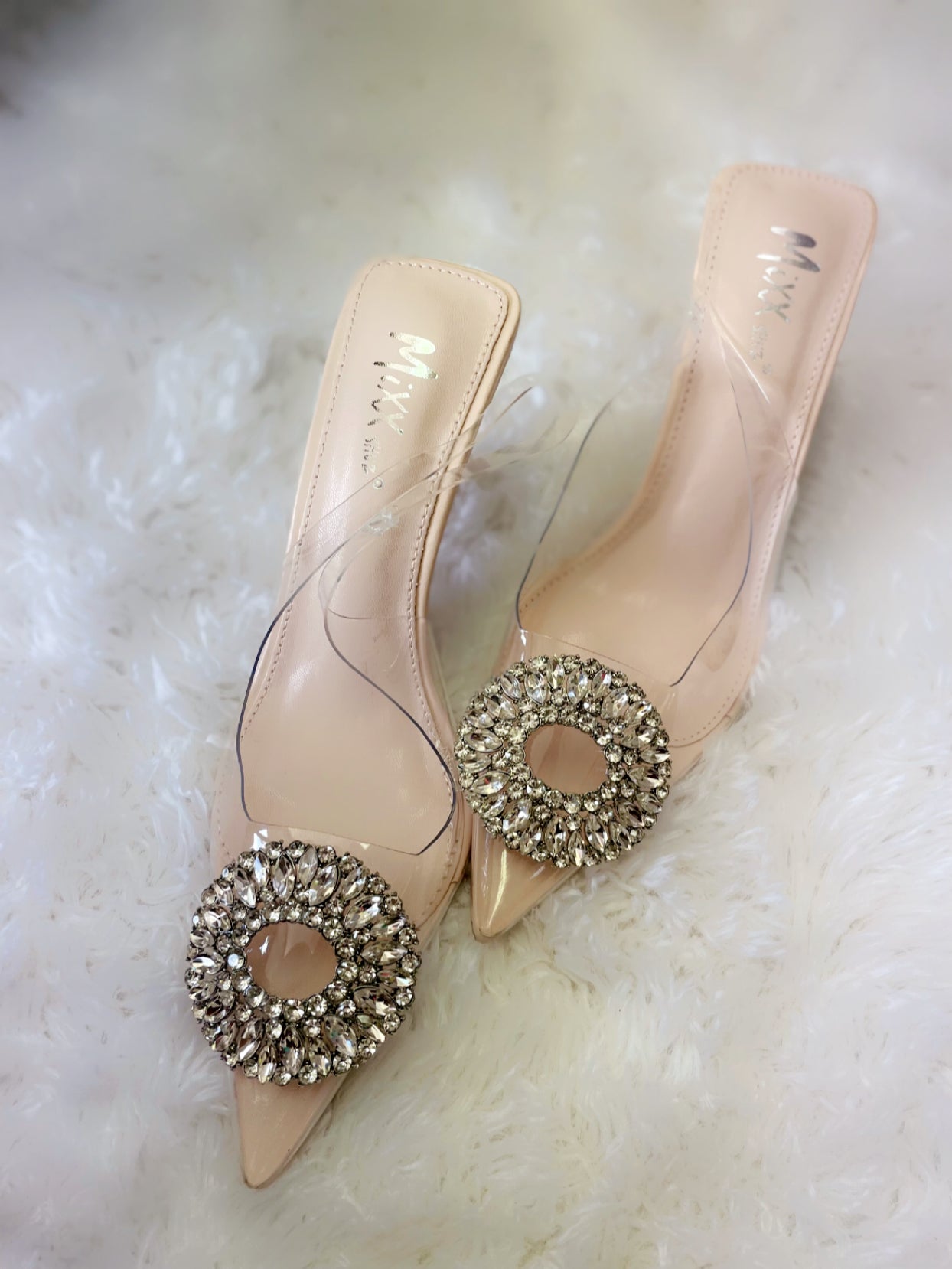 Nude clear heel